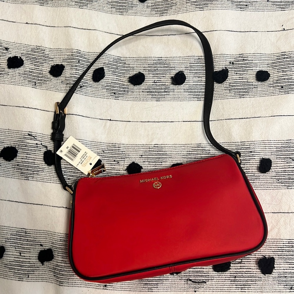 michael kors jet set charm bright red pouchette